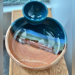 Sunset Canyon Pottery Ceramic Chip and Dip Serving Bowl